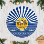 Central African Republic Christmas Tree Skirt Drumming Beat of Joy Tribal Pattern and Snowflakes - African Pride
