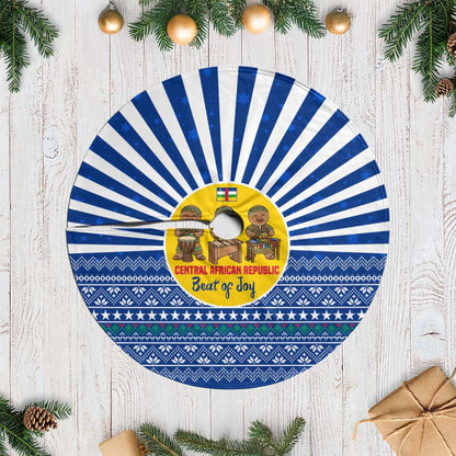 Central African Republic Christmas Tree Skirt Drumming Beat of Joy Tribal Pattern and Snowflakes - African Pride