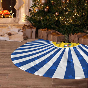 Central African Republic Christmas Tree Skirt Drumming Beat of Joy Tribal Pattern and Snowflakes - African Pride