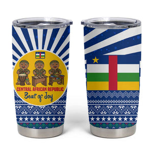 Central African Republic Christmas Tumbler Cup Drumming Beat of Joy Tribal Pattern and Snowflakes - African Pride
