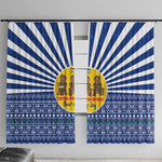 Central African Republic Christmas Window Curtain Drumming Beat of Joy Tribal Pattern and Snowflakes - African Pride