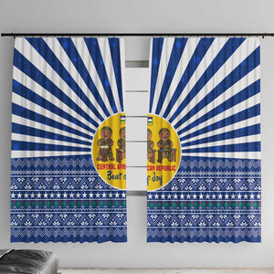 Central African Republic Christmas Window Curtain Drumming Beat of Joy Tribal Pattern and Snowflakes - African Pride