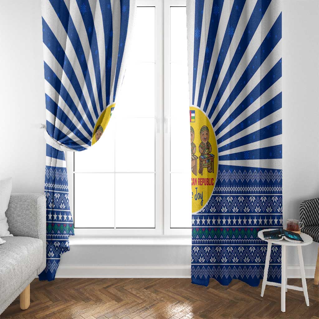 Central African Republic Christmas Window Curtain Drumming Beat of Joy Tribal Pattern and Snowflakes - African Pride