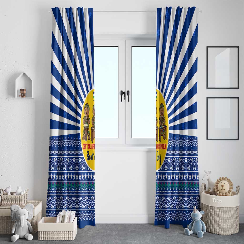 Central African Republic Christmas Window Curtain Drumming Beat of Joy Tribal Pattern and Snowflakes - African Pride