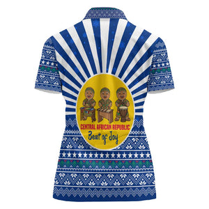 Central African Republic Christmas Women Polo Shirt Drumming Beat of Joy Tribal Pattern and Snowflakes - African Pride