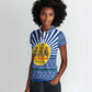 Central African Republic Christmas Women Polo Shirt Drumming Beat of Joy Tribal Pattern and Snowflakes - African Pride