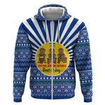 Central African Republic Christmas Zip Hoodie Drumming Beat of Joy Tribal Pattern and Snowflakes - African Pride