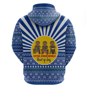 Central African Republic Christmas Zip Hoodie Drumming Beat of Joy Tribal Pattern and Snowflakes - African Pride