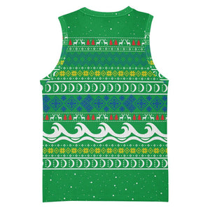 Comoros Christmas Basketball Jersey Santa Riding Dolphin Ocean Waves Crescent Moon - African Pride