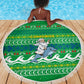 Comoros Christmas Beach Blanket Santa Riding Dolphin Ocean Waves Crescent Moon - African Pride