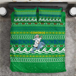 Comoros Christmas Bedding Set Santa Riding Dolphin Ocean Waves Crescent Moon - African Pride