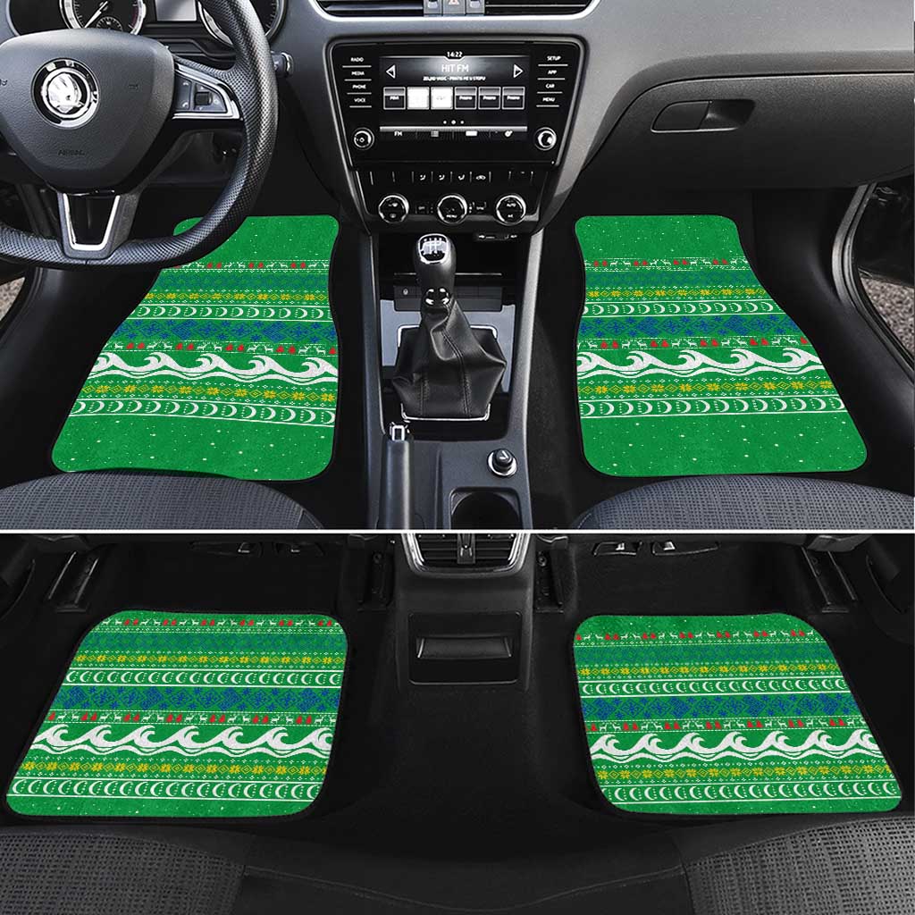 Comoros Christmas Car Mats Santa Riding Dolphin Ocean Waves Crescent Moon - African Pride