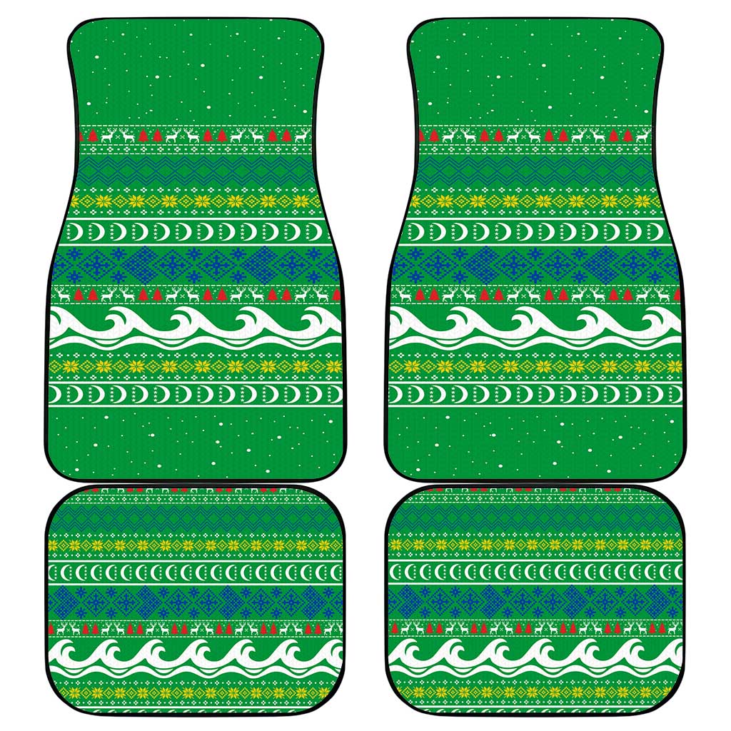 Comoros Christmas Car Mats Santa Riding Dolphin Ocean Waves Crescent Moon - African Pride