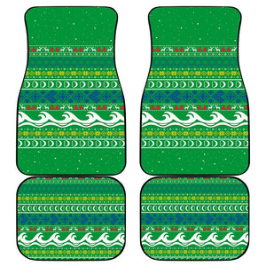 Comoros Christmas Car Mats Santa Riding Dolphin Ocean Waves Crescent Moon - African Pride