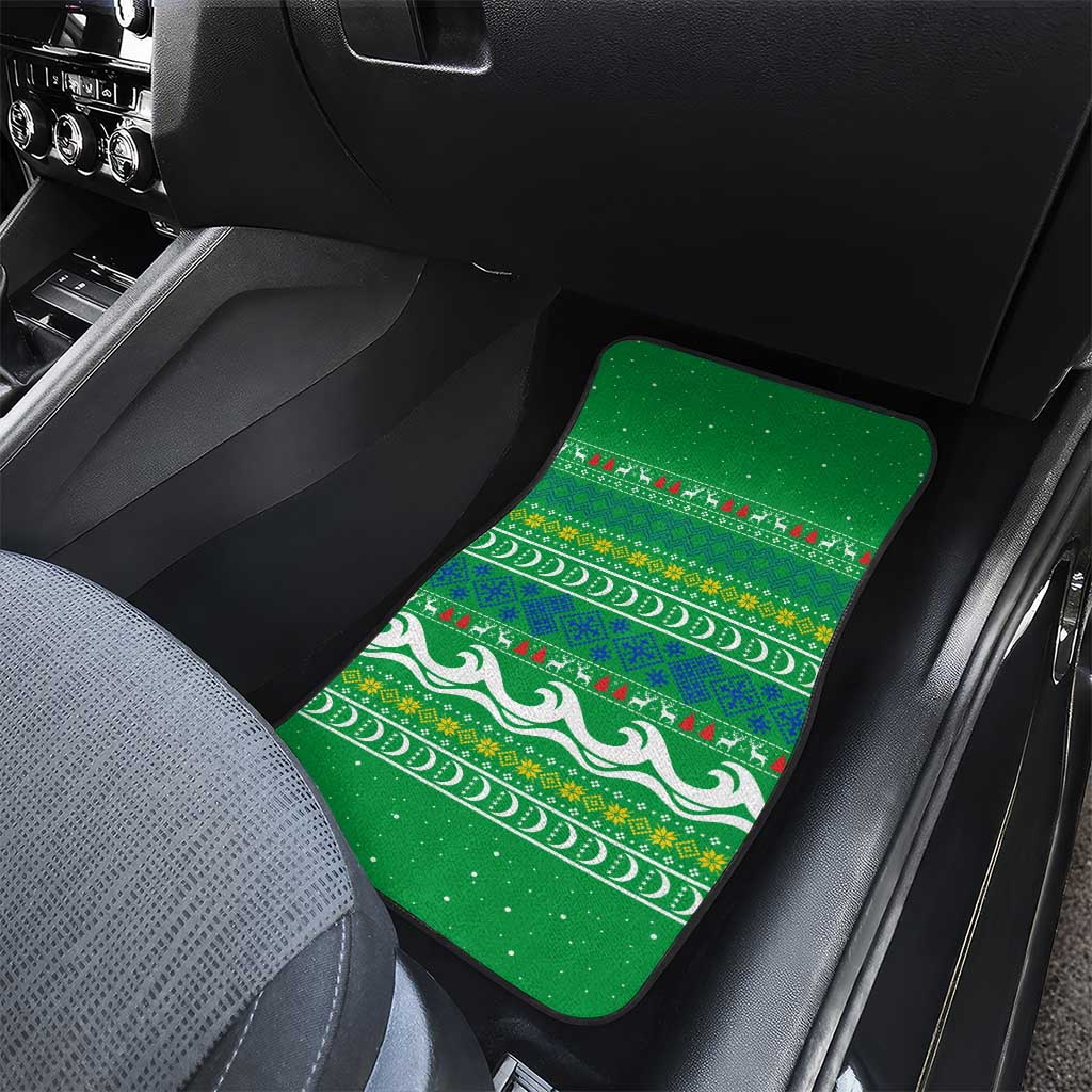 Comoros Christmas Car Mats Santa Riding Dolphin Ocean Waves Crescent Moon - African Pride