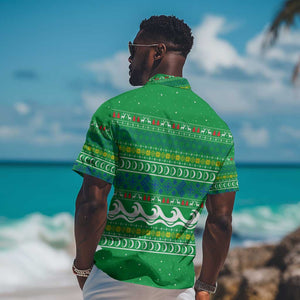 Comoros Christmas Hawaiian Shirt Santa Riding Dolphin Ocean Waves Crescent Moon - African Pride