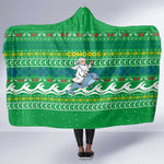 Comoros Christmas Hooded Blanket Santa Riding Dolphin Ocean Waves Crescent Moon - African Pride