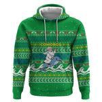 Comoros Christmas Hoodie Santa Riding Dolphin Ocean Waves Crescent Moon - African Pride