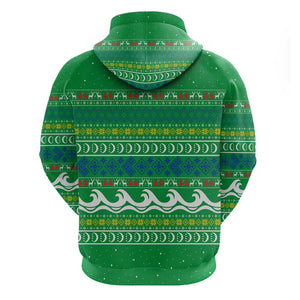 Comoros Christmas Hoodie Santa Riding Dolphin Ocean Waves Crescent Moon - African Pride