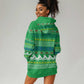 Comoros Christmas Hoodie Dress Santa Riding Dolphin Ocean Waves Crescent Moon - African Pride