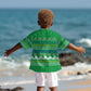 Comoros Christmas Kid Hawaiian Shirt Santa Riding Dolphin Ocean Waves Crescent Moon - African Pride