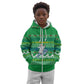 Comoros Christmas Kid Hoodie Santa Riding Dolphin Ocean Waves Crescent Moon - African Pride