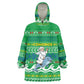 Comoros Christmas Kid Wearable Blanket Hoodie Santa Riding Dolphin Ocean Waves Crescent Moon - African Pride