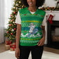 Comoros Christmas Knitted V-Neck Vest Santa Riding Dolphin Ocean Waves Crescent Moon - African Pride