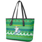 Comoros Christmas Leather Tote Bag Santa Riding Dolphin Ocean Waves Crescent Moon - African Pride