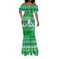 Comoros Christmas Mermaid Dress Santa Riding Dolphin Ocean Waves Crescent Moon - African Pride