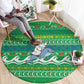 Comoros Christmas Round Carpet Santa Riding Dolphin Ocean Waves Crescent Moon - African Pride