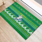 Comoros Christmas Rubber Doormat Santa Riding Dolphin Ocean Waves Crescent Moon - African Pride