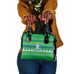 Comoros Christmas Shoulder Handbag Santa Riding Dolphin Ocean Waves Crescent Moon - African Pride