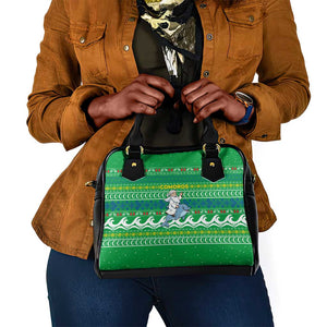 Comoros Christmas Shoulder Handbag Santa Riding Dolphin Ocean Waves Crescent Moon - African Pride