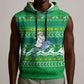 Comoros Christmas Sleeveless Hoodie Santa Riding Dolphin Ocean Waves Crescent Moon - African Pride