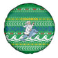 Comoros Christmas Spare Tire Cover Santa Riding Dolphin Ocean Waves Crescent Moon - African Pride