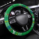 Comoros Christmas Steering Wheel Cover Santa Riding Dolphin Ocean Waves Crescent Moon - African Pride