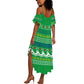 Comoros Christmas Summer Maxi Dress Santa Riding Dolphin Ocean Waves Crescent Moon - African Pride
