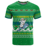 Comoros Christmas T shirt Santa Riding Dolphin Ocean Waves Crescent Moon - African Pride