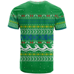 Comoros Christmas T shirt Santa Riding Dolphin Ocean Waves Crescent Moon - African Pride