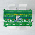 Comoros Christmas Tablecloth Santa Riding Dolphin Ocean Waves Crescent Moon - African Pride