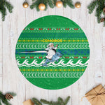Comoros Christmas Tree Skirt Santa Riding Dolphin Ocean Waves Crescent Moon - African Pride