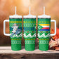 Comoros Christmas Tumbler With Handle Santa Riding Dolphin Ocean Waves Crescent Moon - African Pride