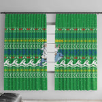 Comoros Christmas Window Curtain Santa Riding Dolphin Ocean Waves Crescent Moon - African Pride