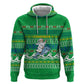 Comoros Christmas Zip Hoodie Santa Riding Dolphin Ocean Waves Crescent Moon - African Pride