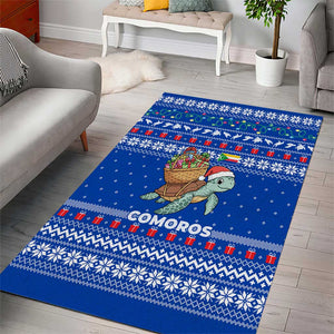Comoros Christmas Area Rug Santa Turtle Gifts Snowflakes and Ocean Blue - African Pride