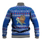 Comoros Christmas Baseball Jacket Santa Turtle Gifts Snowflakes and Ocean Blue - African Pride