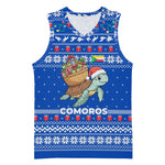 Comoros Christmas Basketball Jersey Santa Turtle Gifts Snowflakes and Ocean Blue - African Pride
