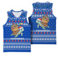 Comoros Christmas Basketball Jersey Santa Turtle Gifts Snowflakes and Ocean Blue - African Pride