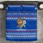 Comoros Christmas Bedding Set Santa Turtle Gifts Snowflakes and Ocean Blue - African Pride